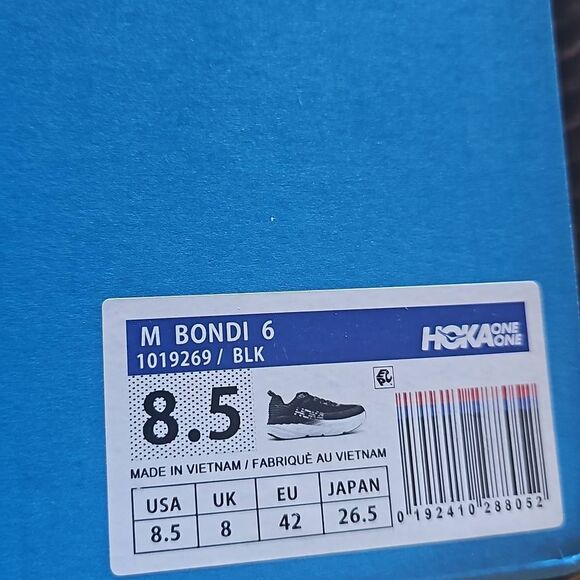 Hoka Men\'s Hoka One One Bondi 6 black Mesh. Size 8.5 New in box main image 9